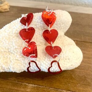 Elegant Red Heart Drop Earrings